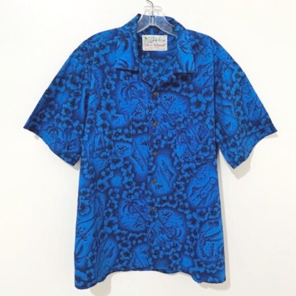 Vintage Waikiki Wear by Duke of Hollywood Hawaiian Aloha Sanforized Shirt Large - Picture 1 of 6